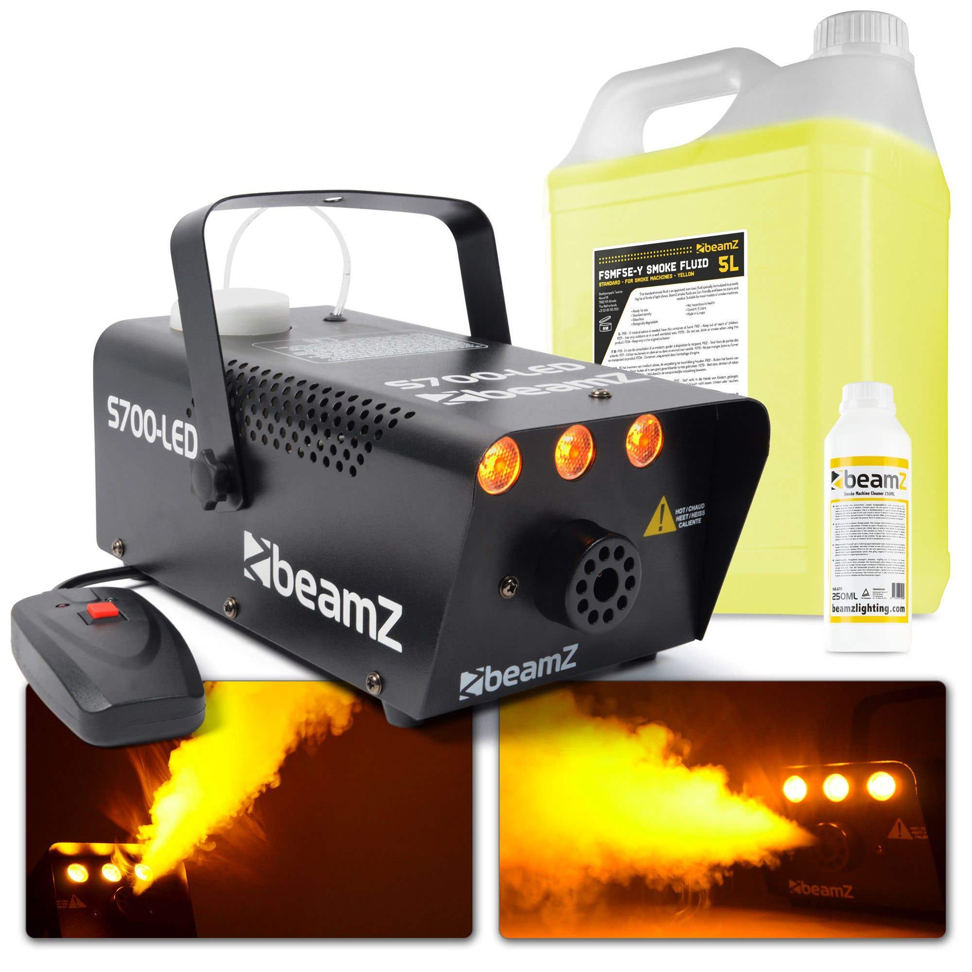 BeamZ S700-LED "Flame" rookmachine met reinigings- en rookvloeistof -