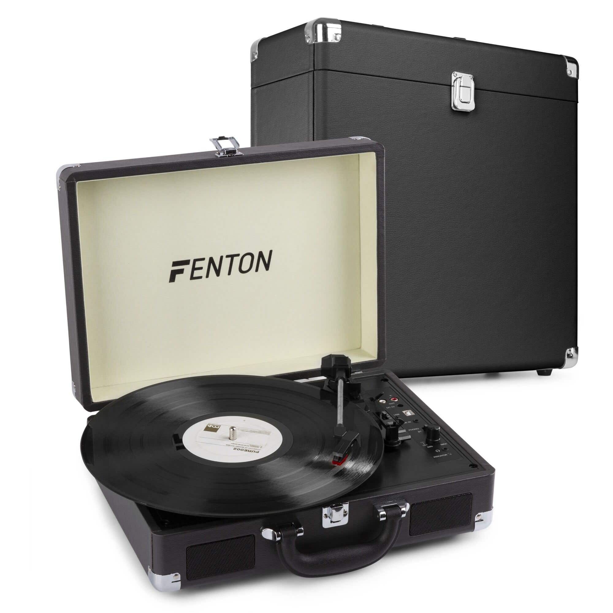 Fenton RP115C platenspeler met Bluetooth en bijpassende koffer - Zwart
