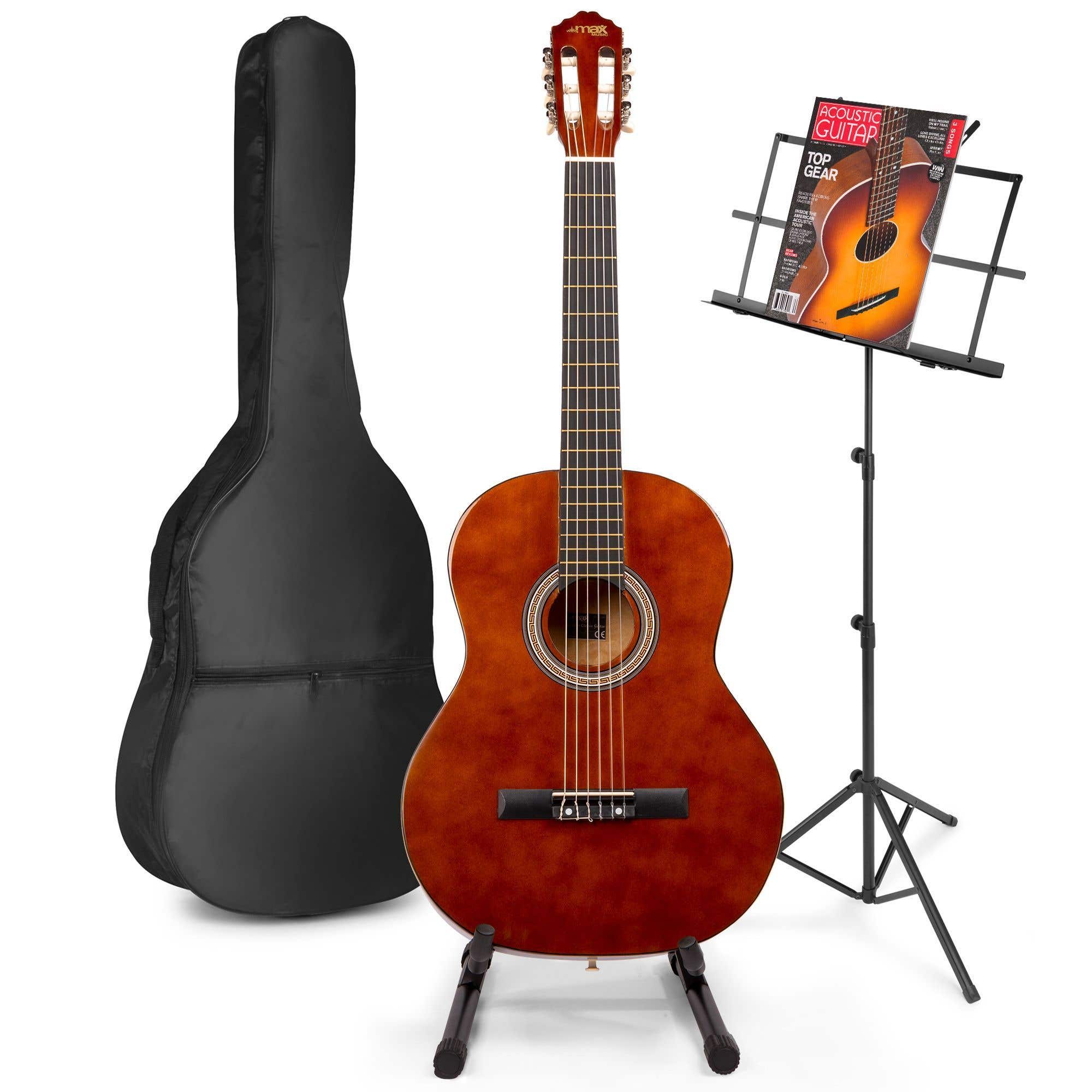 Akoestische gitaar voor beginners - MAX SoloArt klassieke gitaar / Spaanse gitaar met o.a. 39'' gitaar, gitaar standaard, muziekstandaard, gitaartas, gitaar stemapparaat en extra a