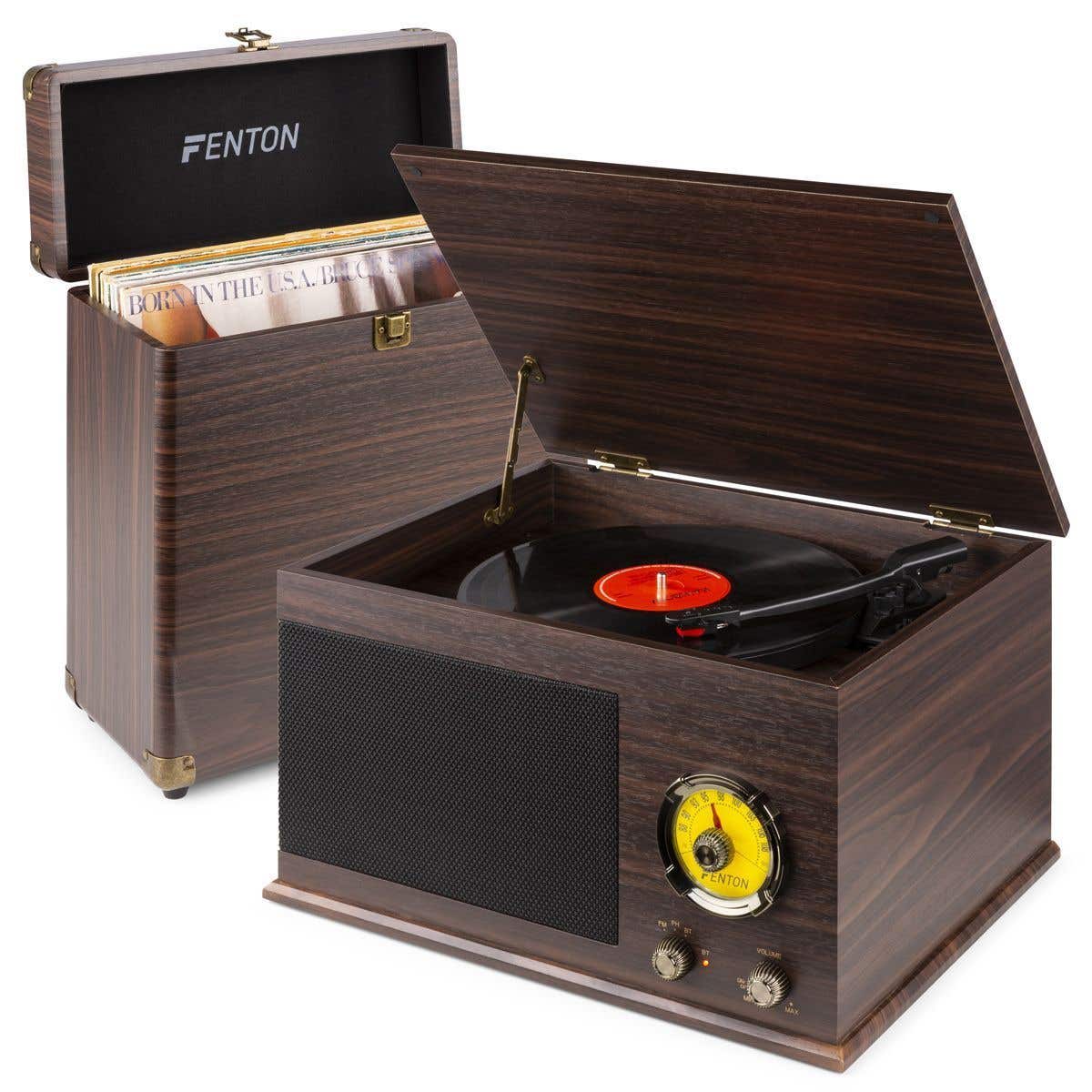 Fenton RP173 retro platenspeler met Bluetooth, radio en platenkoffer