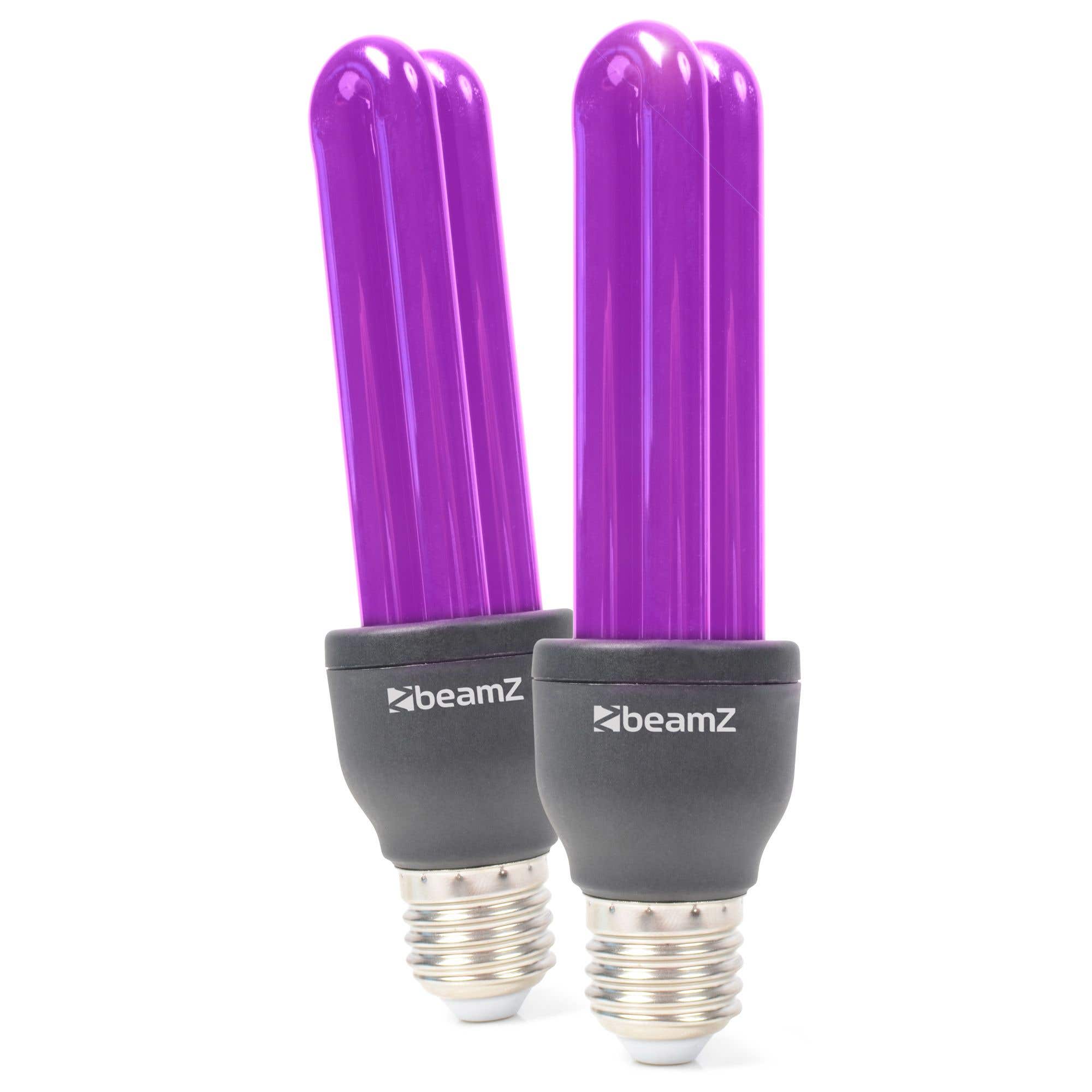 BeamZ BUV27 spaarlamp blacklight 25W - E27 fitting - 2 stuks