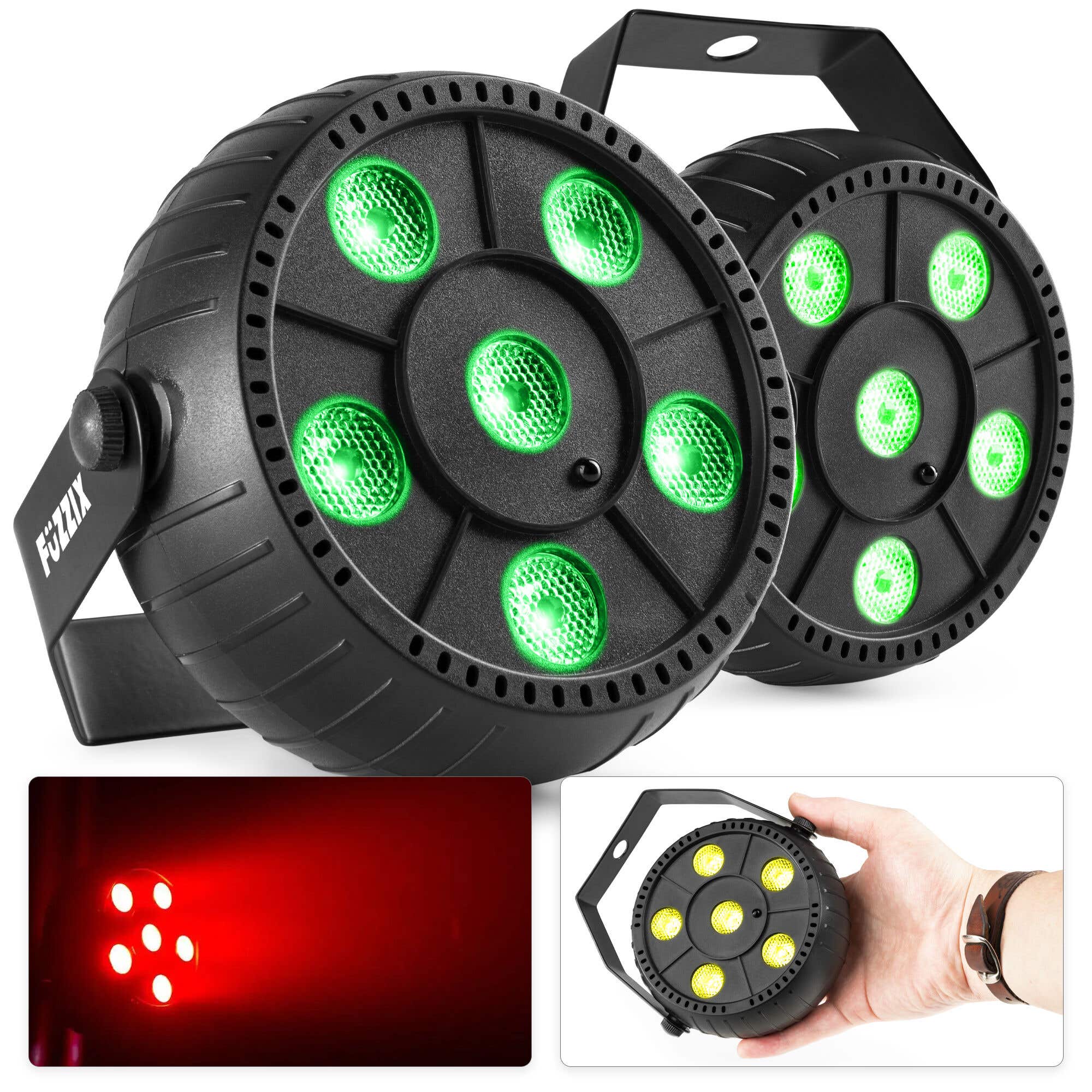 Fuzzix set van 2 PLP10 RGB LED PARS met ingebouwde accu en 6x 2W LED's