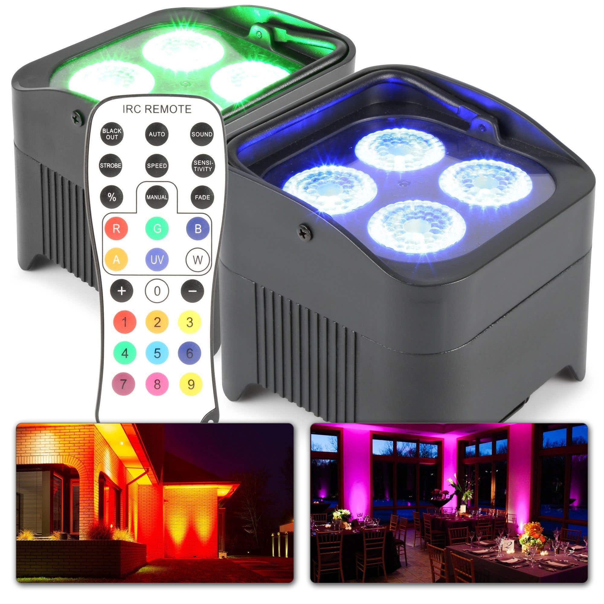 BeamZ BBP94 - Set van 2 Uplight PAR spot op accu met 4x 10W LED&apos;s