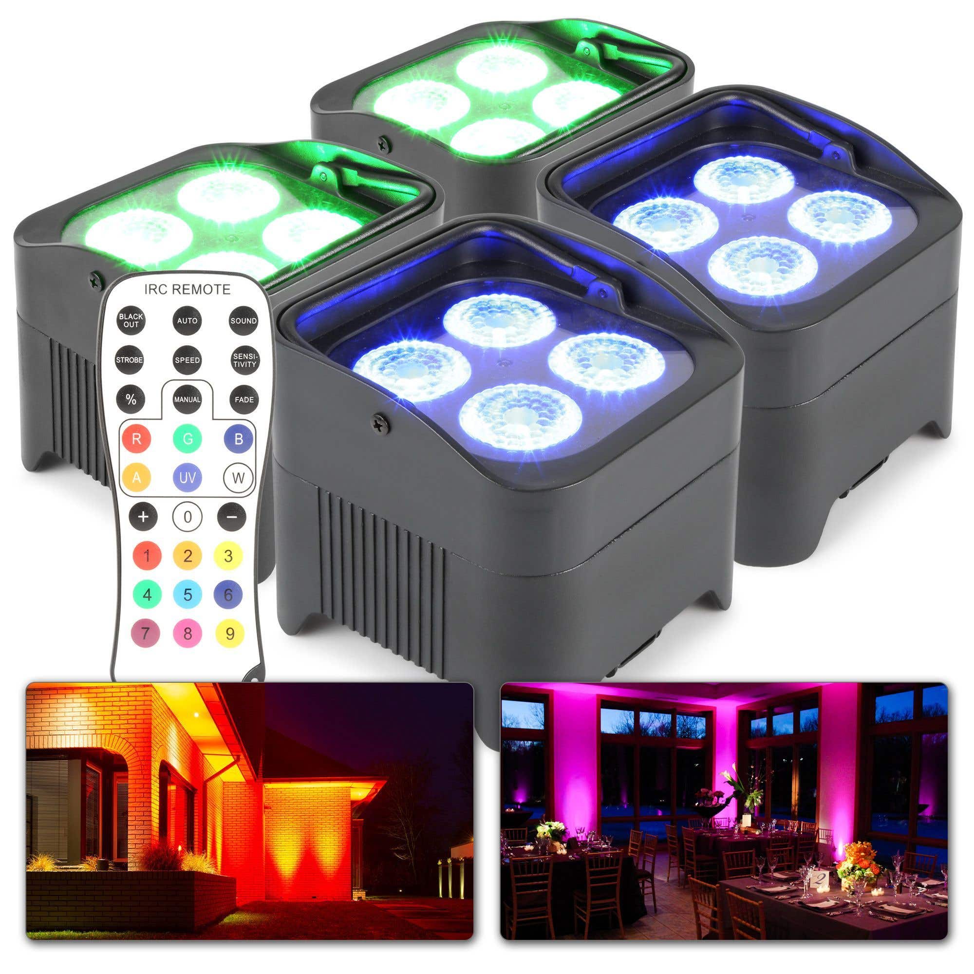 BeamZ BBP94 - Set van 4 Uplight PAR spot op accu met 4x 10W LEDs