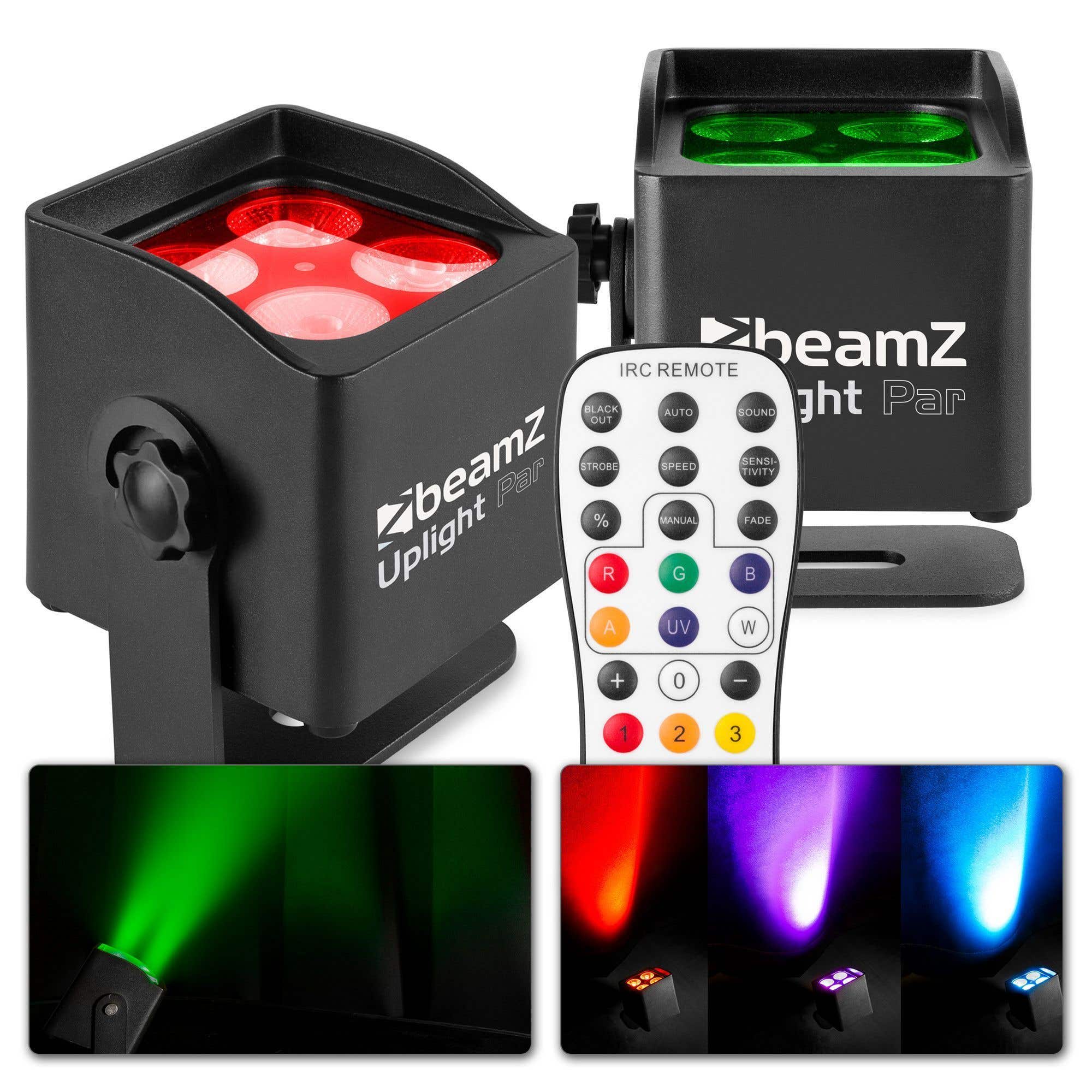 Uplighter - Set van 2 BeamZ BBP44 Uplight lampen met afstandsbediening en accu - IP65 - Zwart