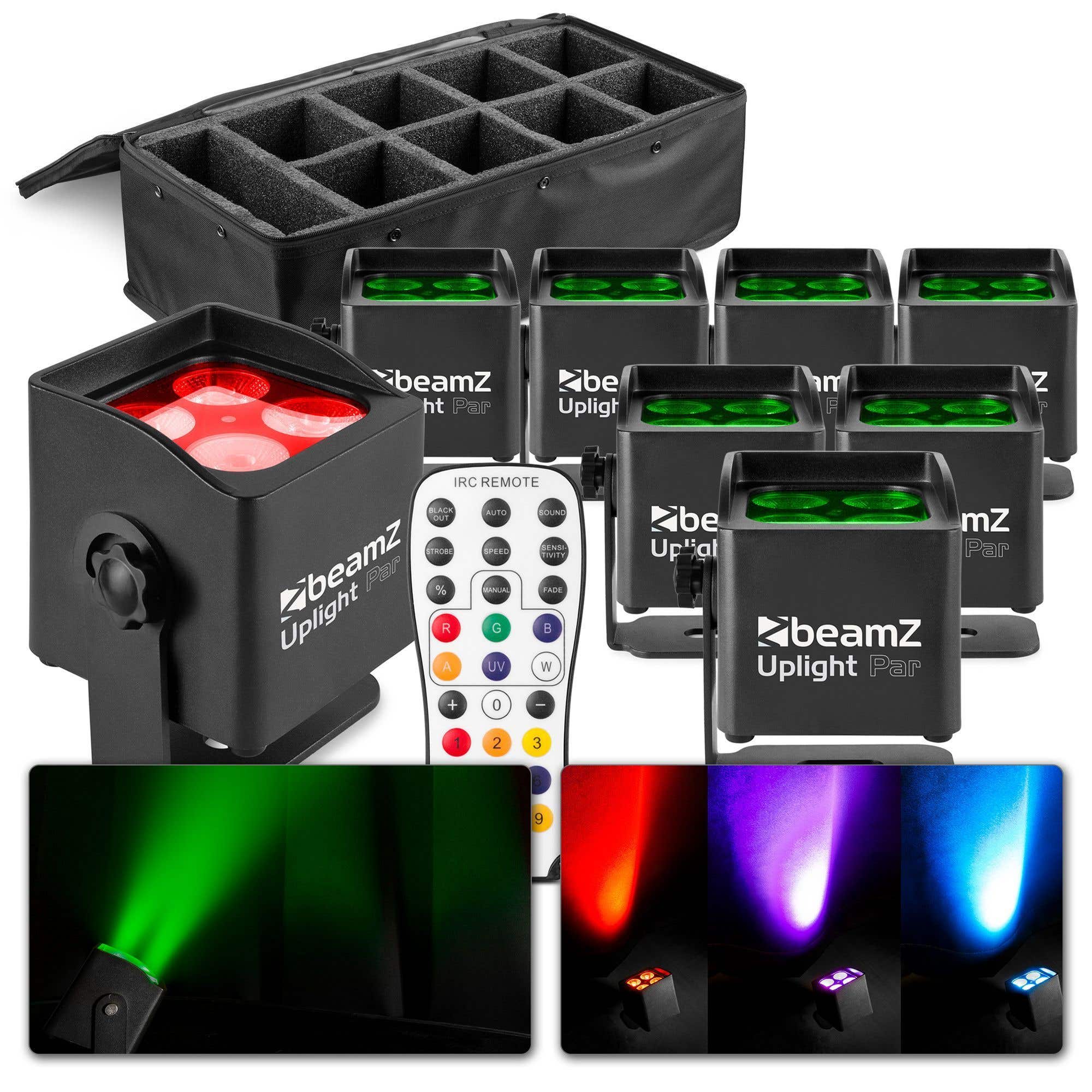 Uplighter - BeamZ BBP44 Uplight lamp met afstandsbediening, accu en tas - IP65, geschikt voor buiten