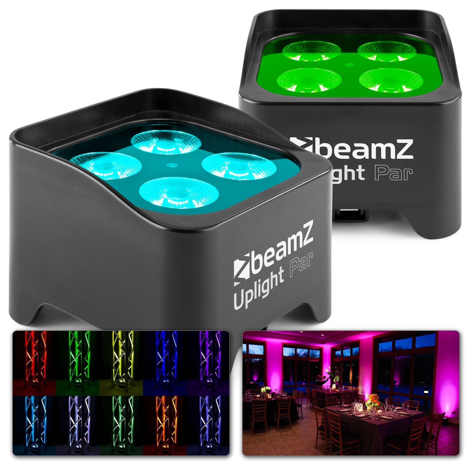 BeamZ BBP90 - Set van 2 uplighters op accu met o.a. 4x 4W LED&apos;s en