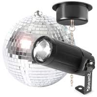 BeamZ MB20 discobal 20cm met LED pin spot en spiegelbol motor