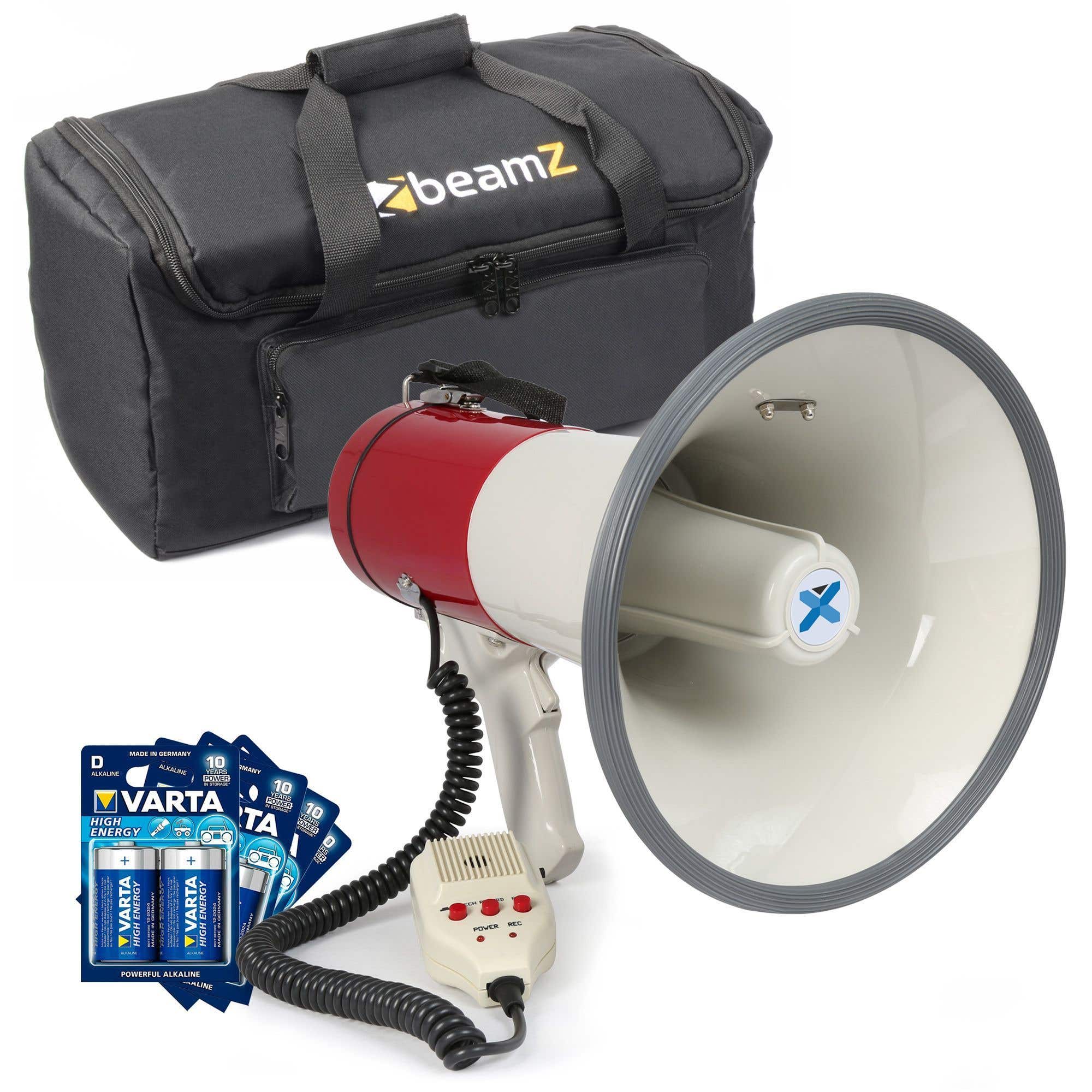 Megafoon met sirene - Vonyx MEG050 - Met batterijen, tas en afneembare microfoon - 50 watt - 1km