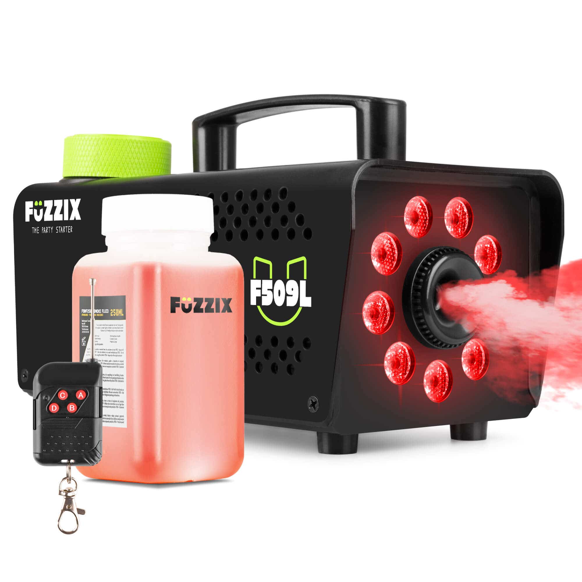 Fuzzix F509L Party Rookmachine 500 Watt - 9 ingebouwde RBG LEDS Watt -
