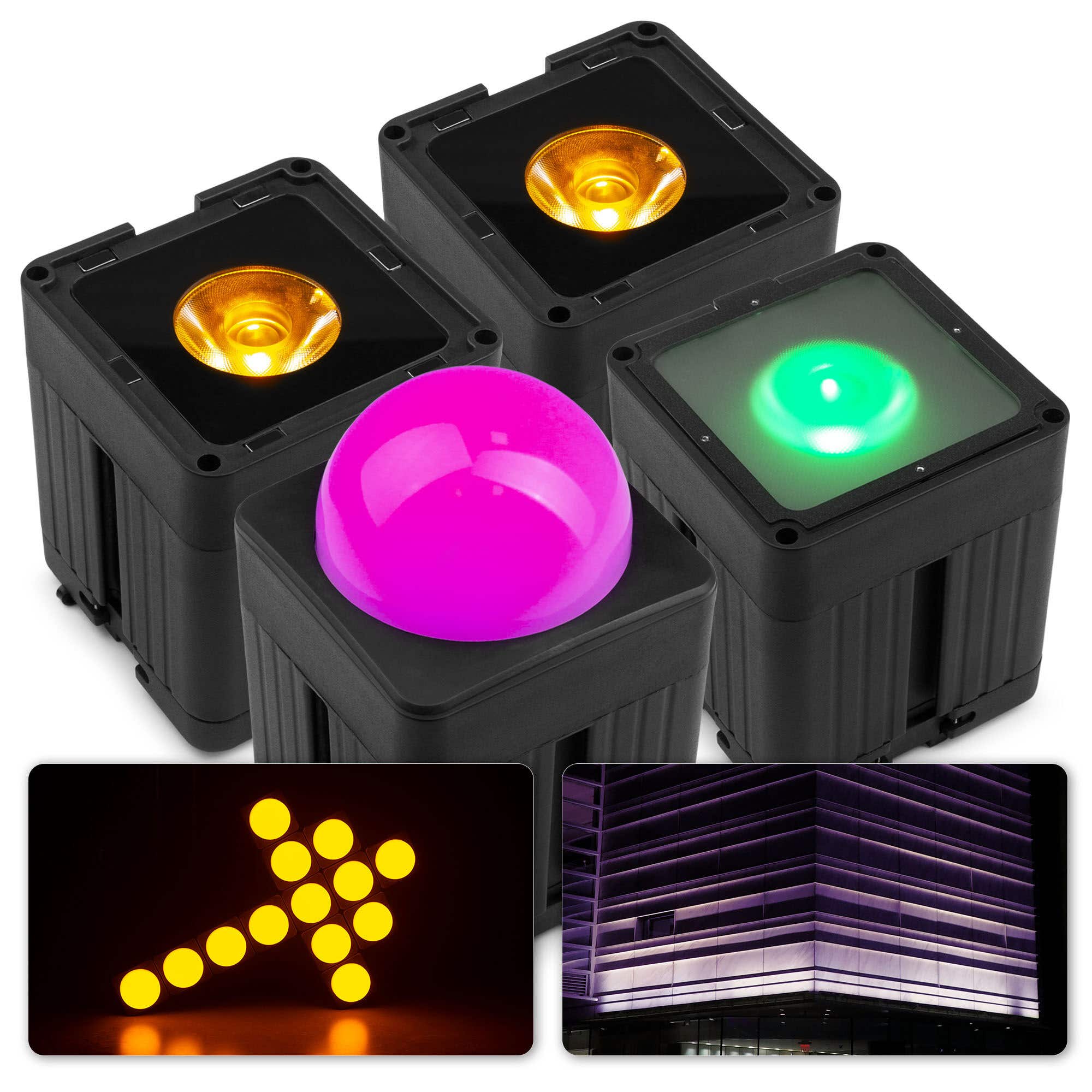 BeamZ Professional KUBE20BK Uplightset met 4x KUBE20BK - IP65 - Zwart