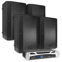 Vonyx set met 4x VSA10P passieve speakers en versterker - Bluetooth - 500W - 10 Inch