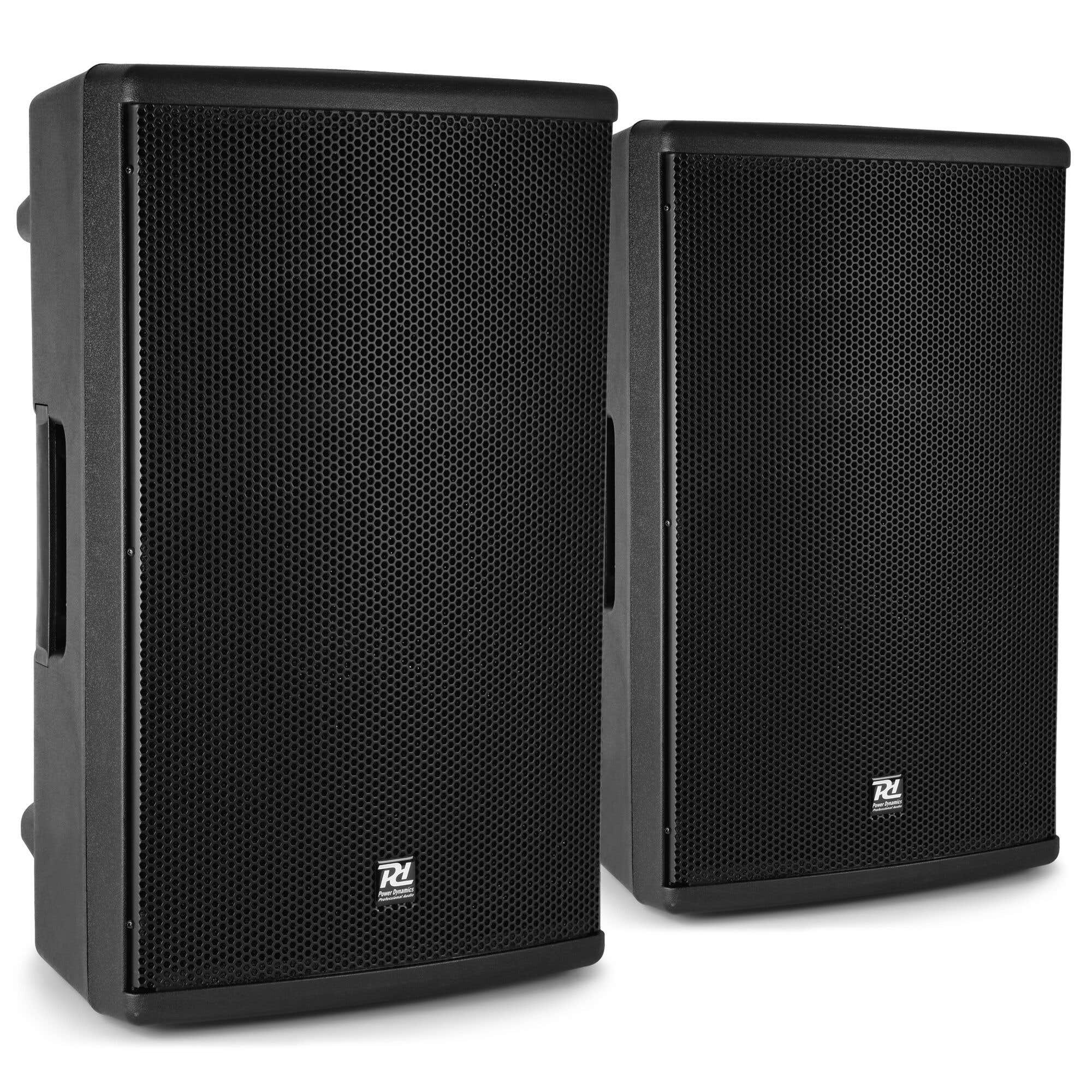 Power Dynamics set met 2x PD415A actieve Bi-Amp 15 inch speaker -