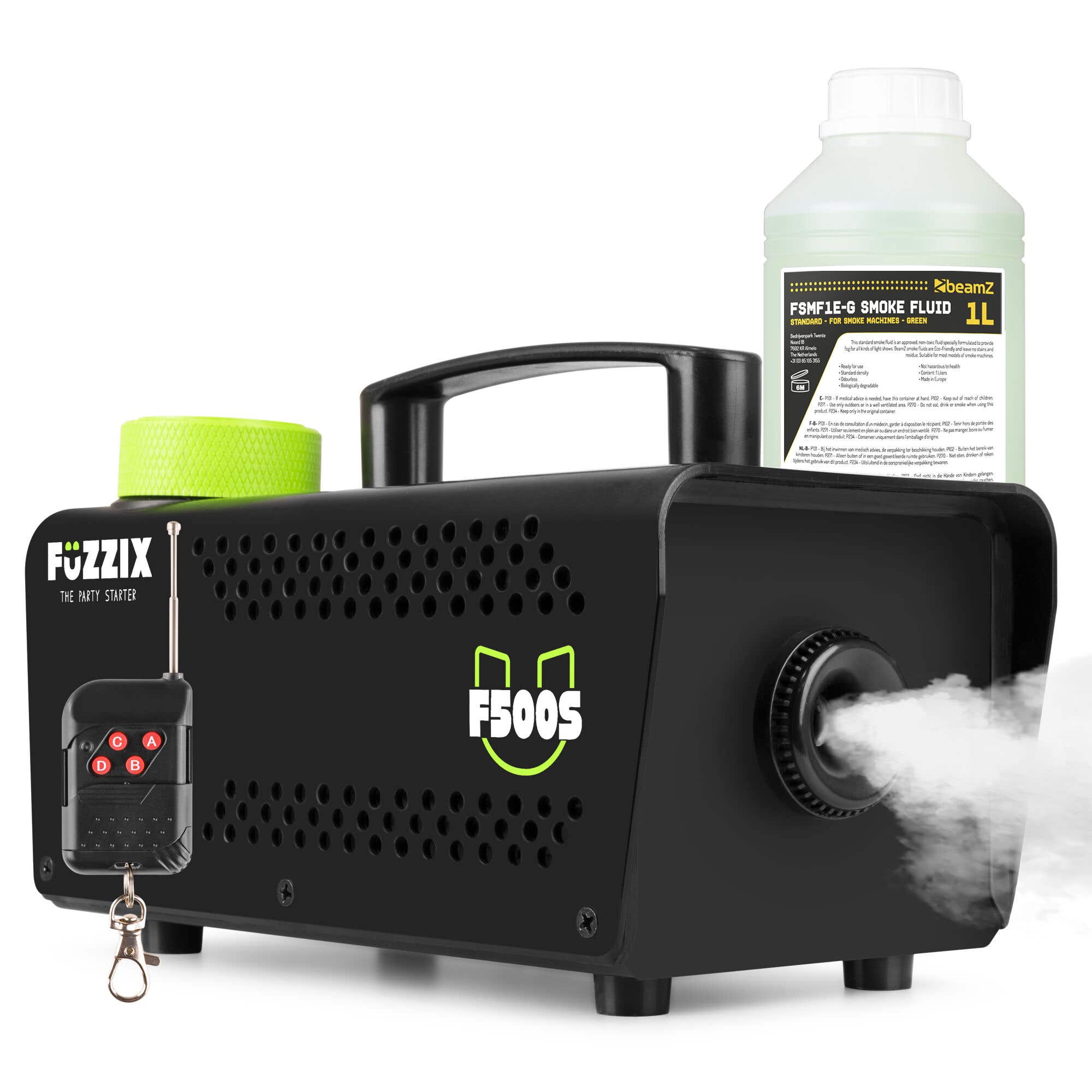 Fuzzix F500S Party Rookmachine met 1 liter rookvloeistof en draadloze