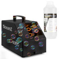 BeamZ B300 bellenblaasmachine set met 1 liter vloeistof en afstandsbediening - zwart