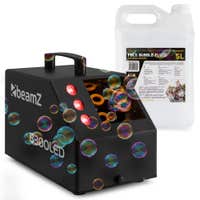 BeamZ B300LED bellenblaasmachine set met 5 liter vloeistof en afstandsbediening - RGB LED’s - zwart