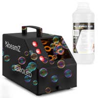 BeamZ B300LED bellenblaasmachine set met 1 liter vloeistof en afstandsbediening - 3 RGB LED’s - zwart