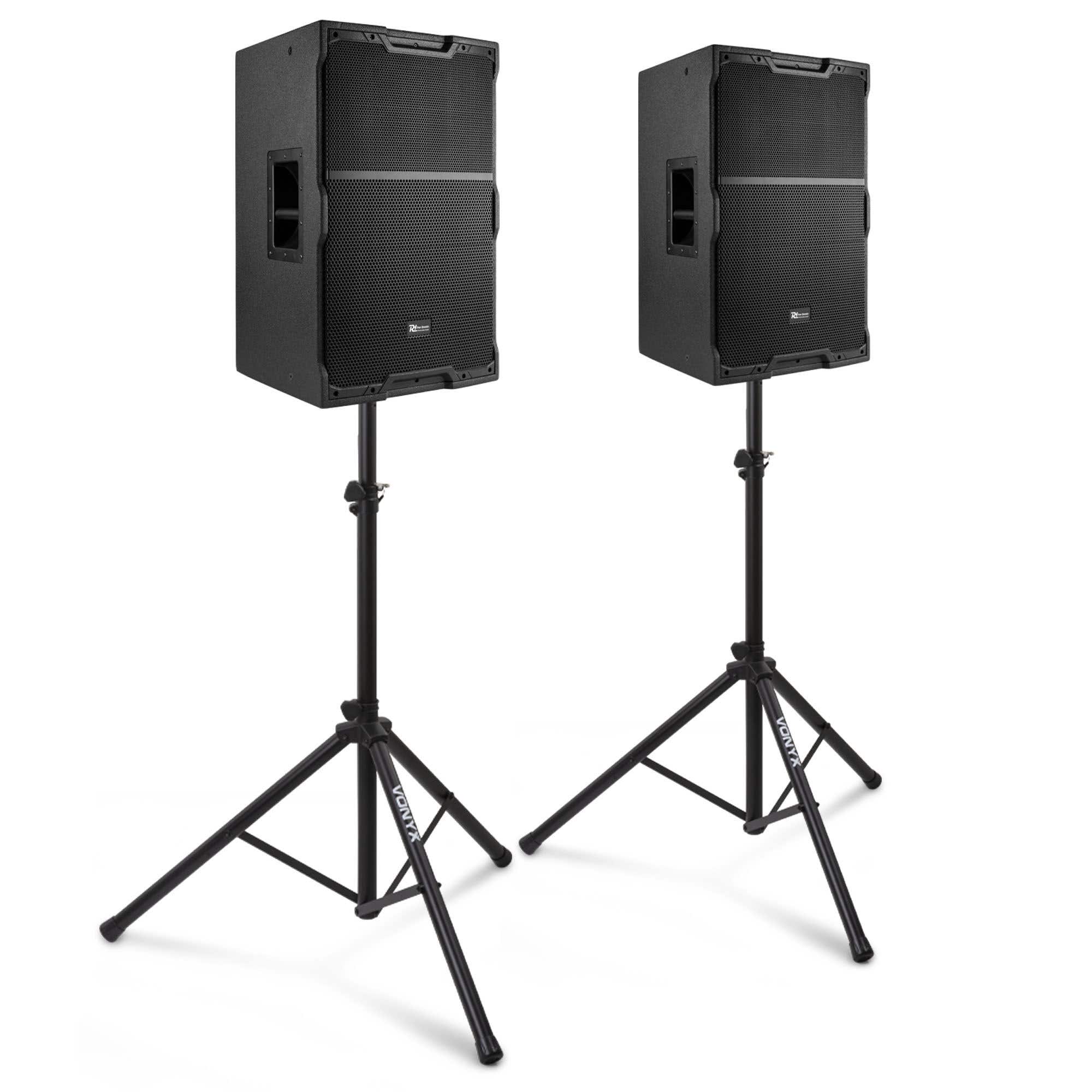Power Dymamics PDY215A actieve speakerset met statieven - 15 inch -