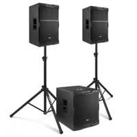 Power Dynamics PDY212 complete geluidsinstallatie - 2.1 actieve speakerset - 15 inch - 2300W - met statieven
