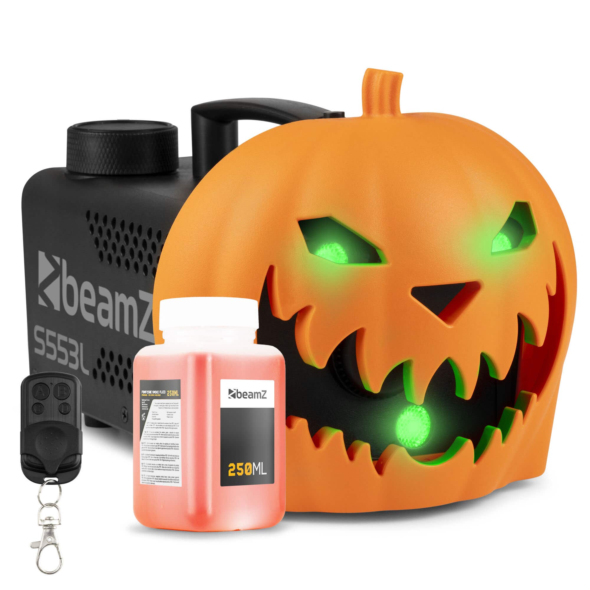BeamZ Rookmachine Halloween - Pompoen met LED lichteffecten - incl. vloeistof - Ideaal voor Halloween