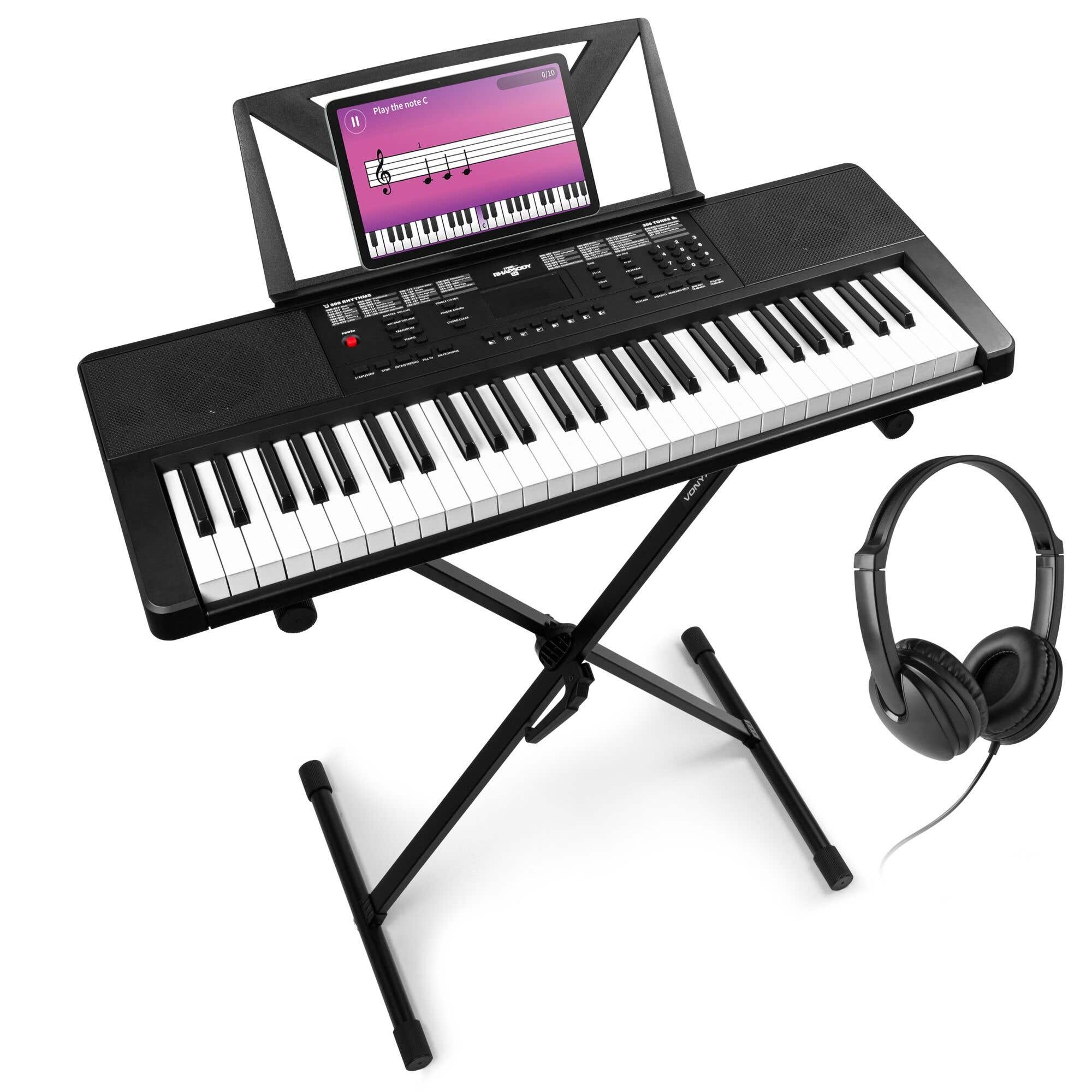 MAX Rhapsody54 keyboard piano met 54 toetsen - Complete set met standaard, koptelefoon en bladmuziekhouder