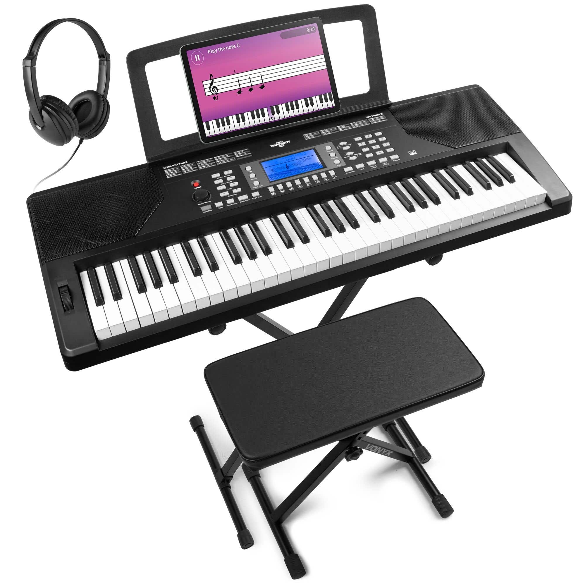 MAX Rhapsody61P keyboard set - met standaard, bankje en koptelefoon - 61 aanslaggevoelige toetsen