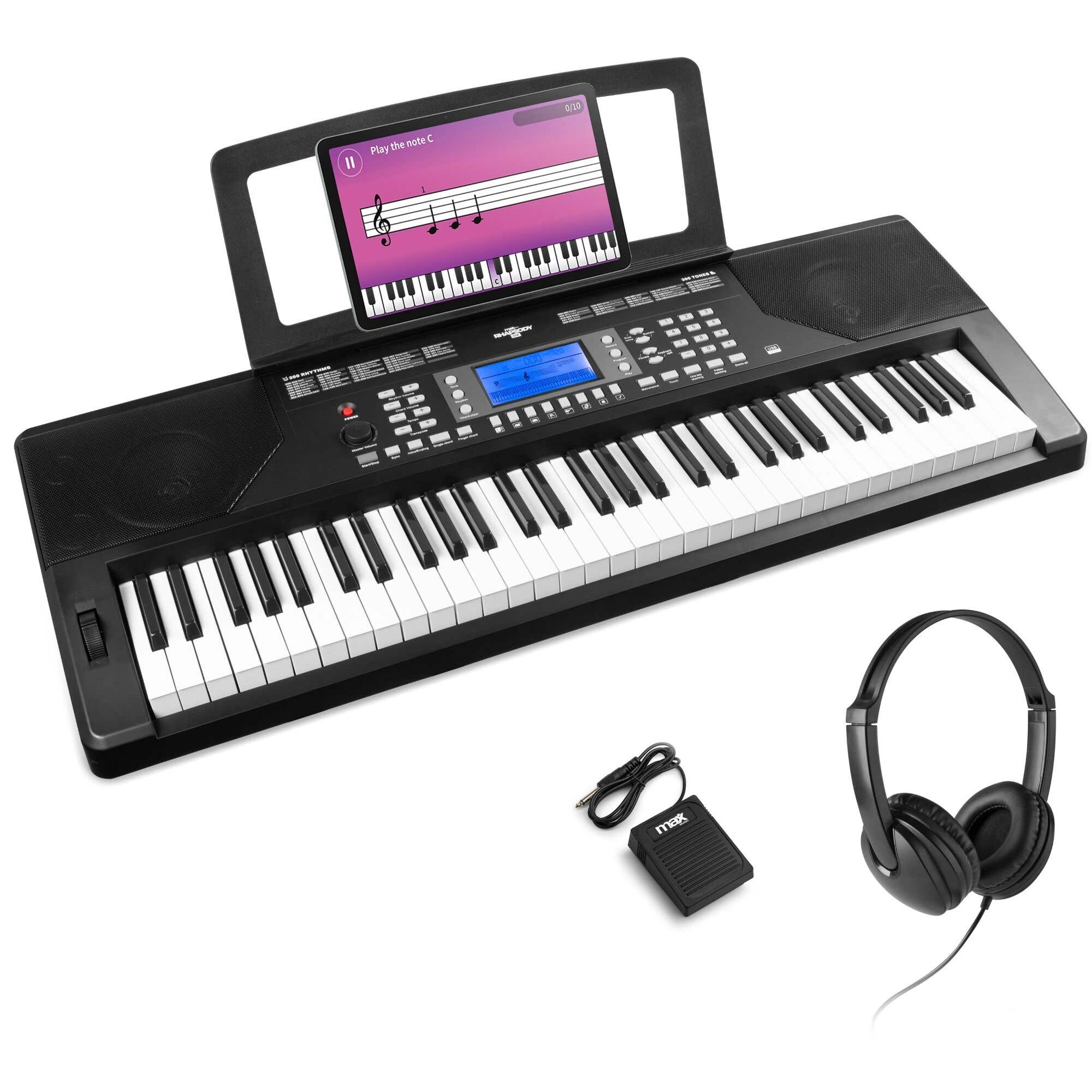 MAX Rhapsody61P keyboard set - met sustainpedaal en koptelefoon - 61 aanslaggevoelige toetsen 