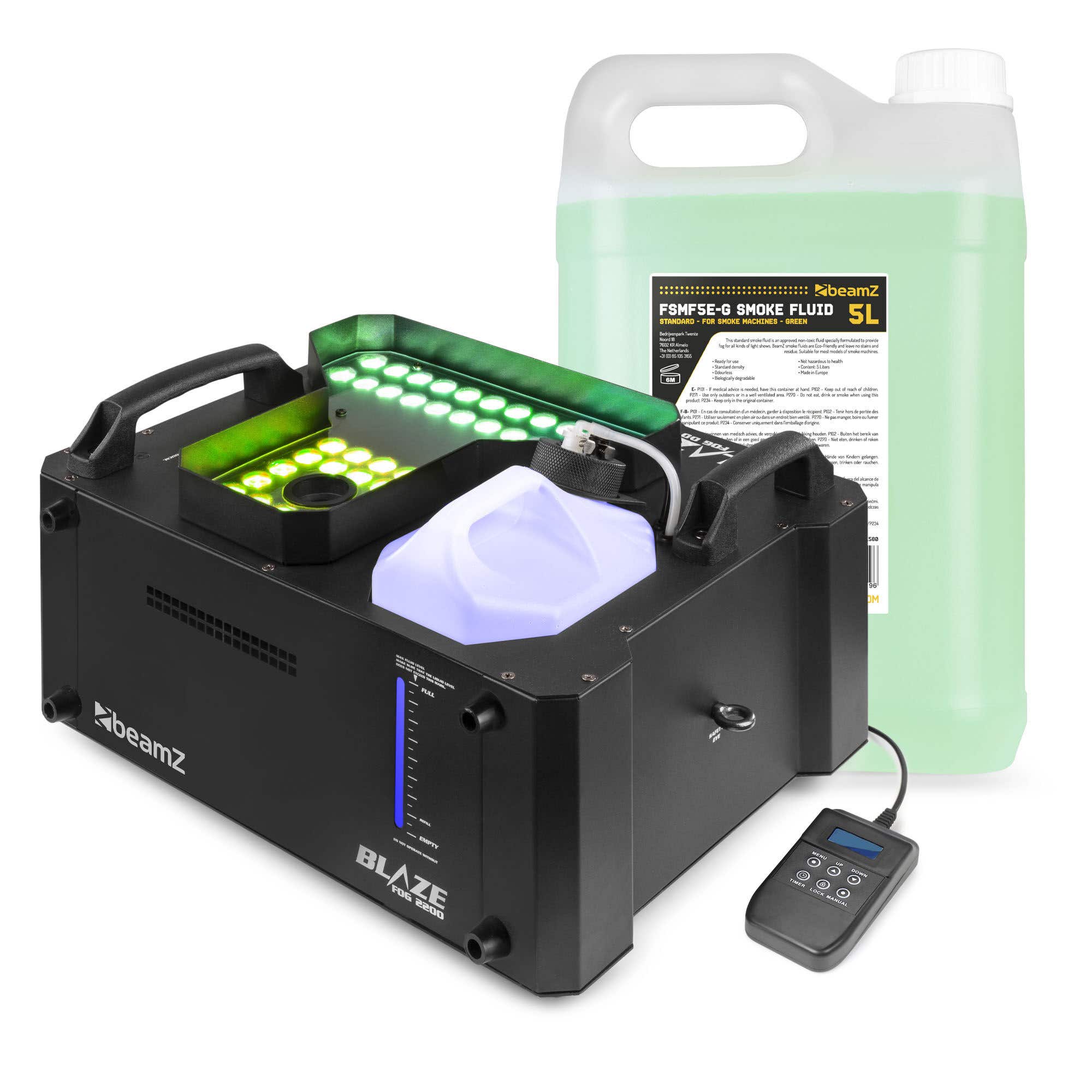 BeamZ BLAZE2200 rookmachine - Horizontale en verticale rook - 48x 4W RGBA LED’s - Met 5L vloeistof