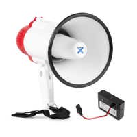 Vonyx MEG025 megafoon set met lithium-ion accu - 25W Megafoon met sirene en Bluetooth - Rood-wit
