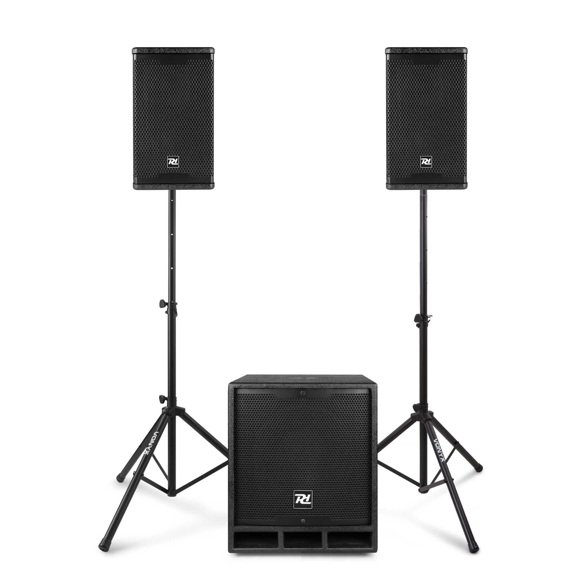 Power Dynamics Combo1200 set met statieven - 2.1 actieve speaker set met Bluetooth - 1200W