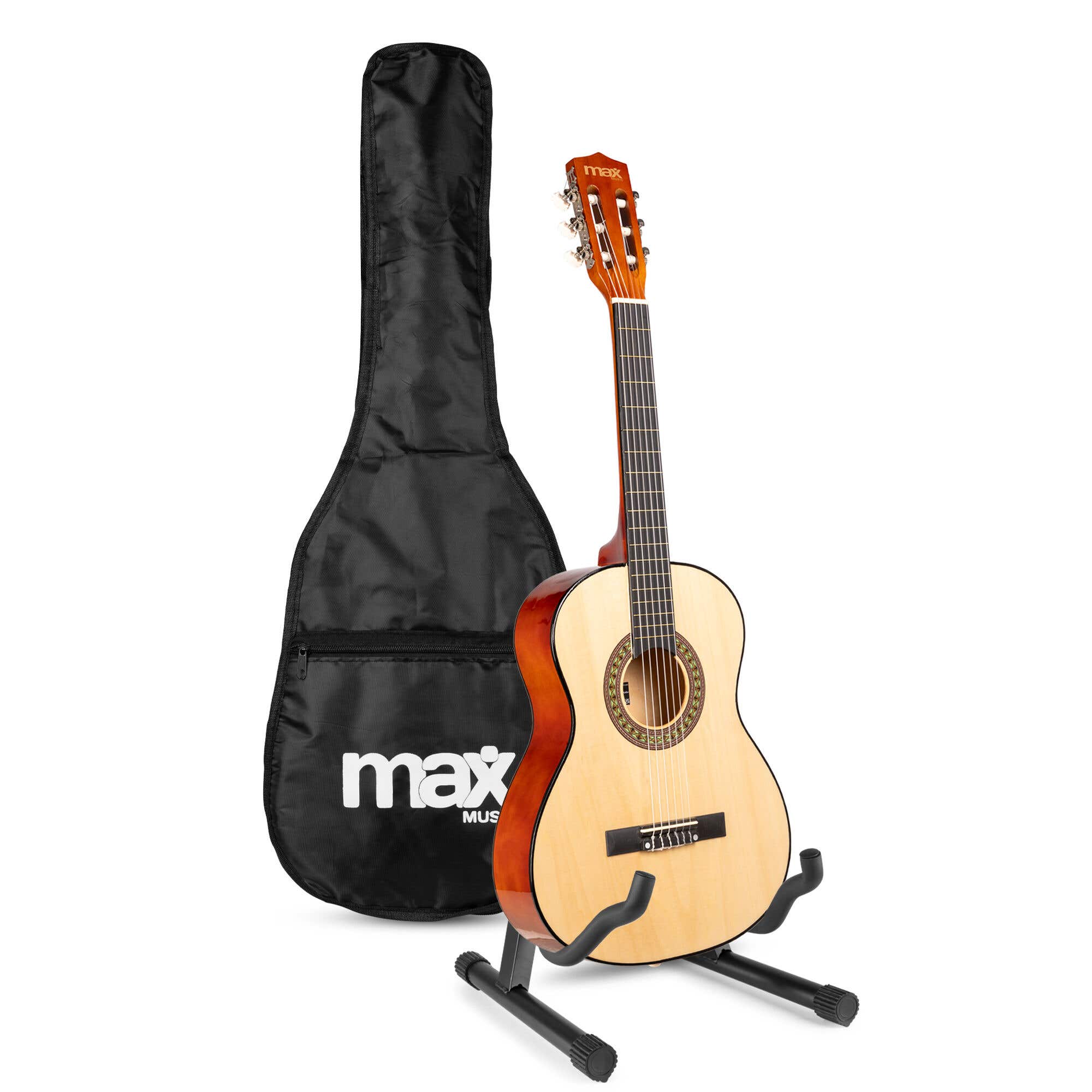 MAX SoloArt Junior 3/4 starterset - Akoestische kindergitaar met standaard en accessoires - Hout