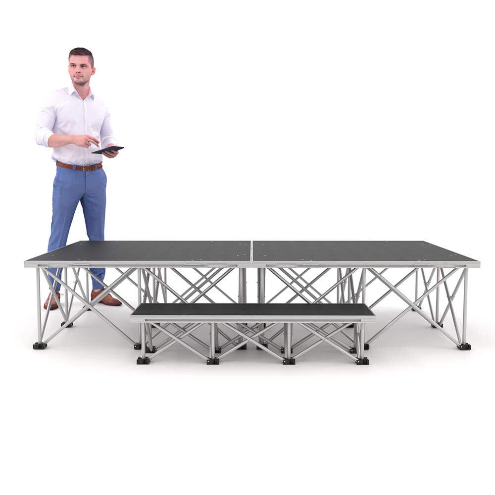 Power Dynamics Compleet podium met trede, opvouwbare poten en antisliplaag - 200 x 100 x 40 cm