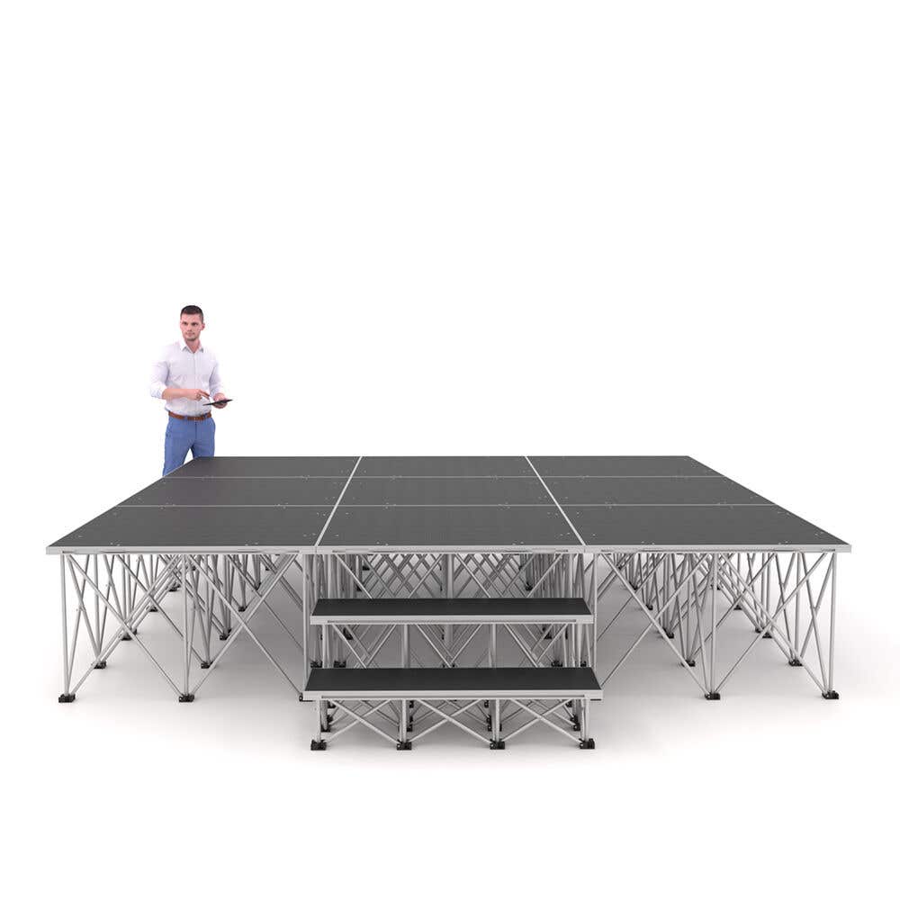 Power Dynamics compleet podium met treden - Podium met opvouwbare poten - 300 x 300 x 60 cm