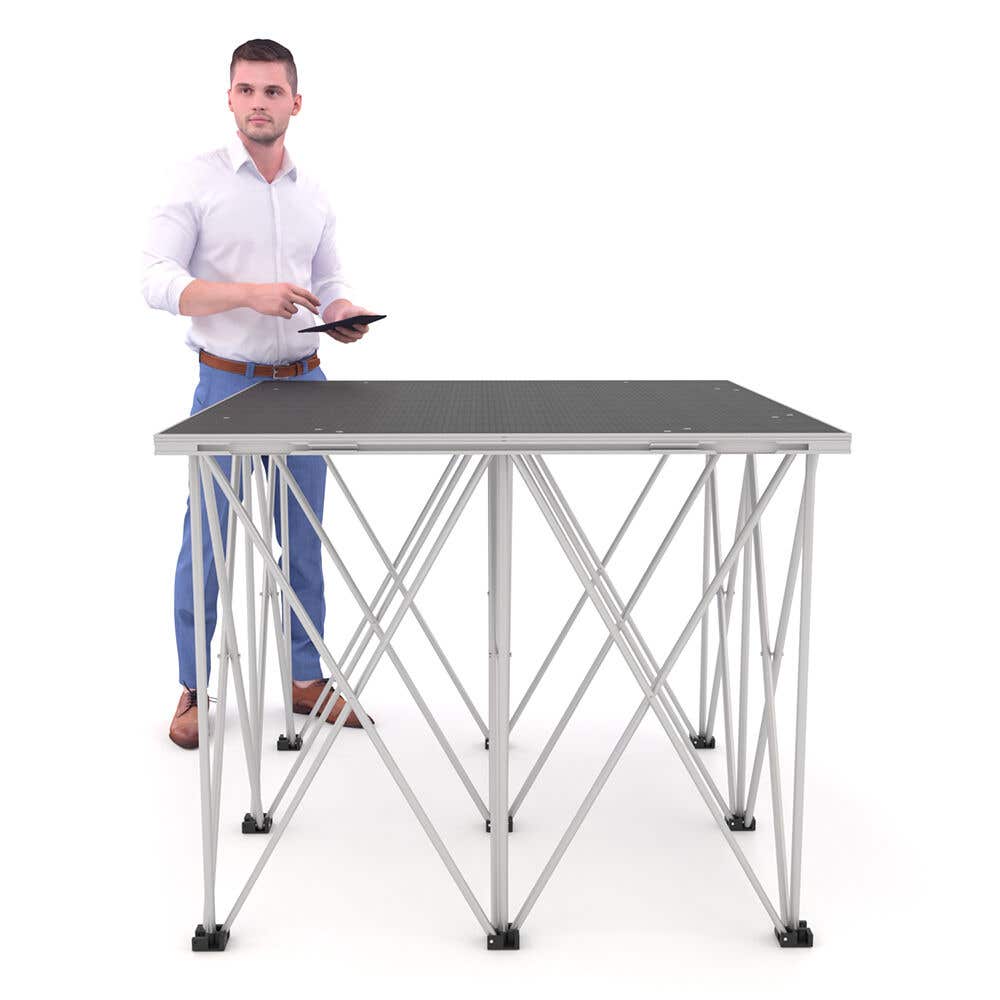 Power Dynamics sprekerspodium - Verhoger met antislip topdek en opvouwbare poten- 100 x 100 x 80 cm 