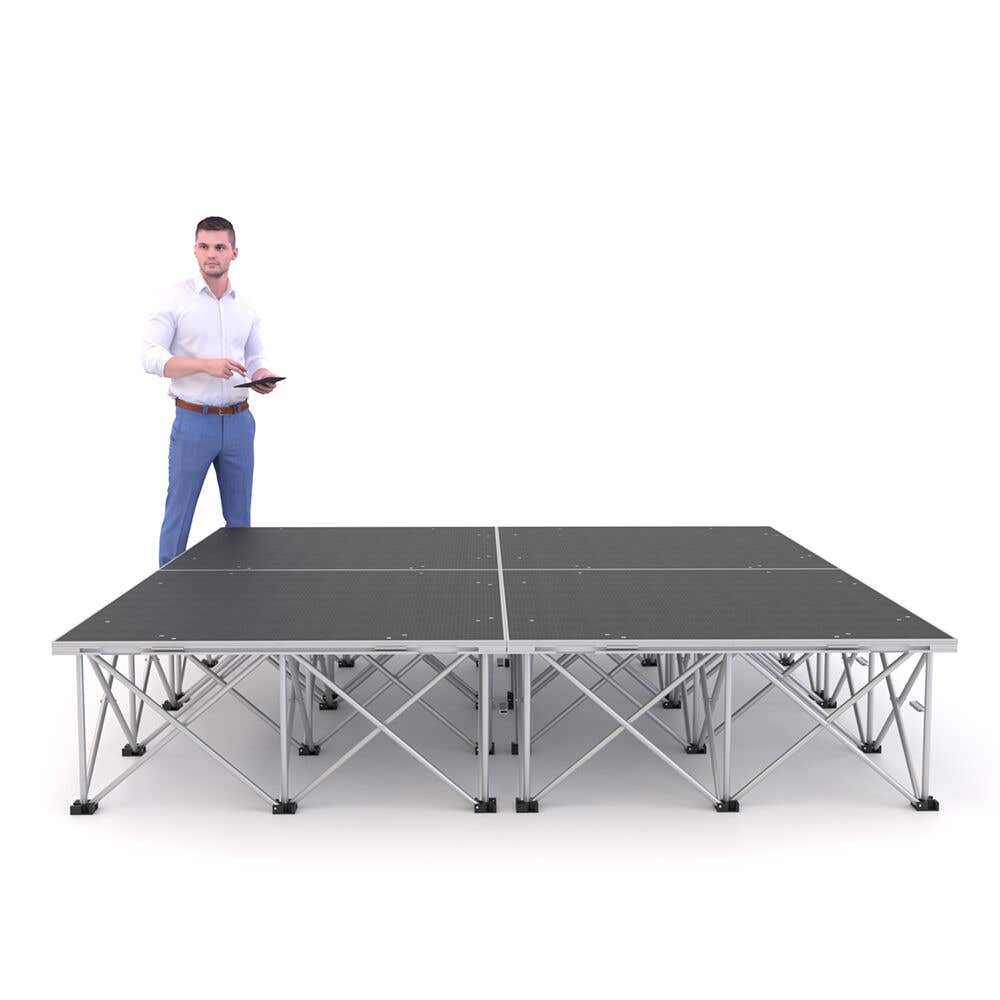 Power Dynamics compleet podium met opvouwbare poten en antisliplaag - 200 x 200 x 40 cm - Aluminium