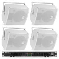 Power Dynamics PDW6W geluidsinstallatie met 4 speakers en versterker - Voor horeca - 1200W - Wit