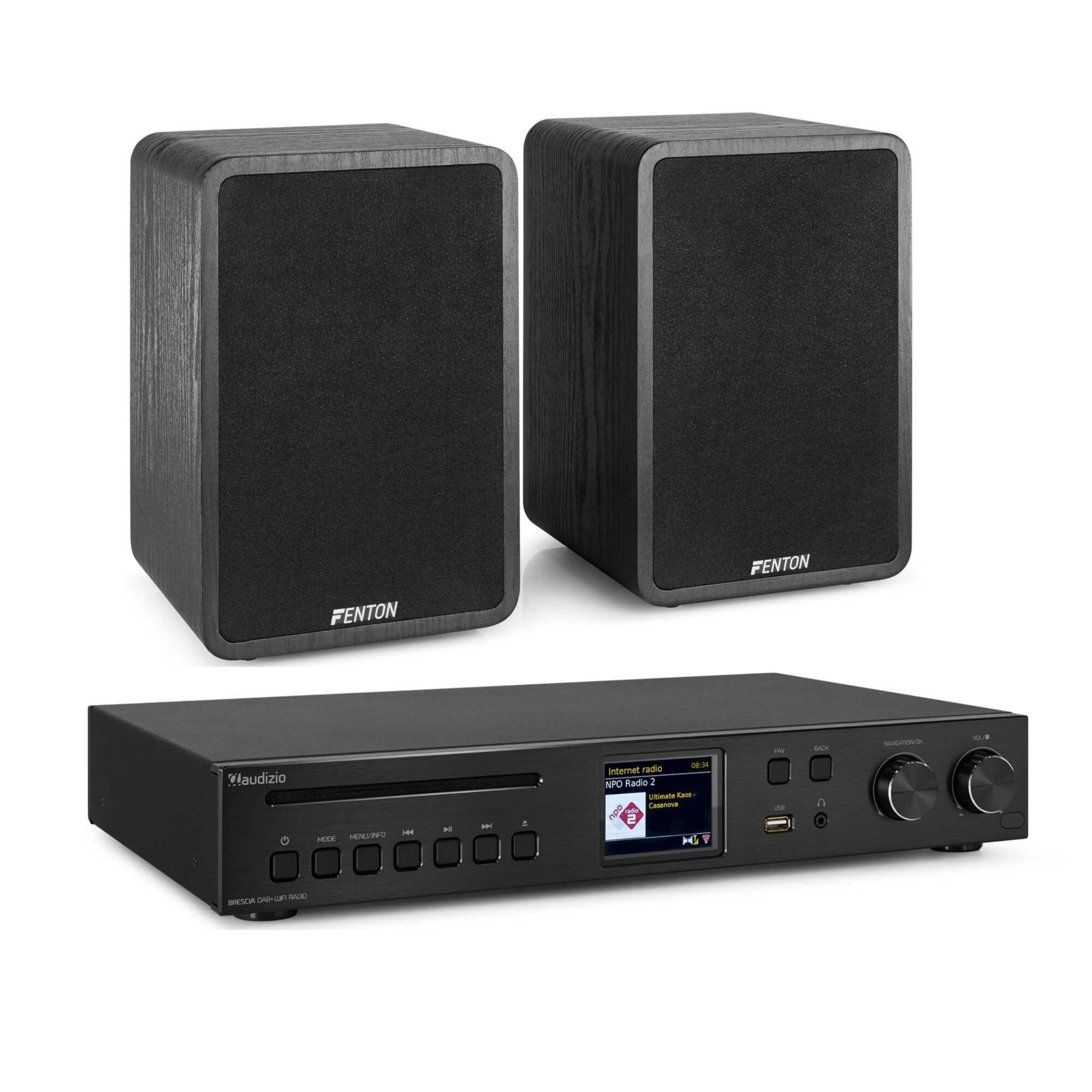 Fenton HiFi stereo set met 2 speakers en tuner - Met Bluetooth, DAB+, FM en internetradio - 200W