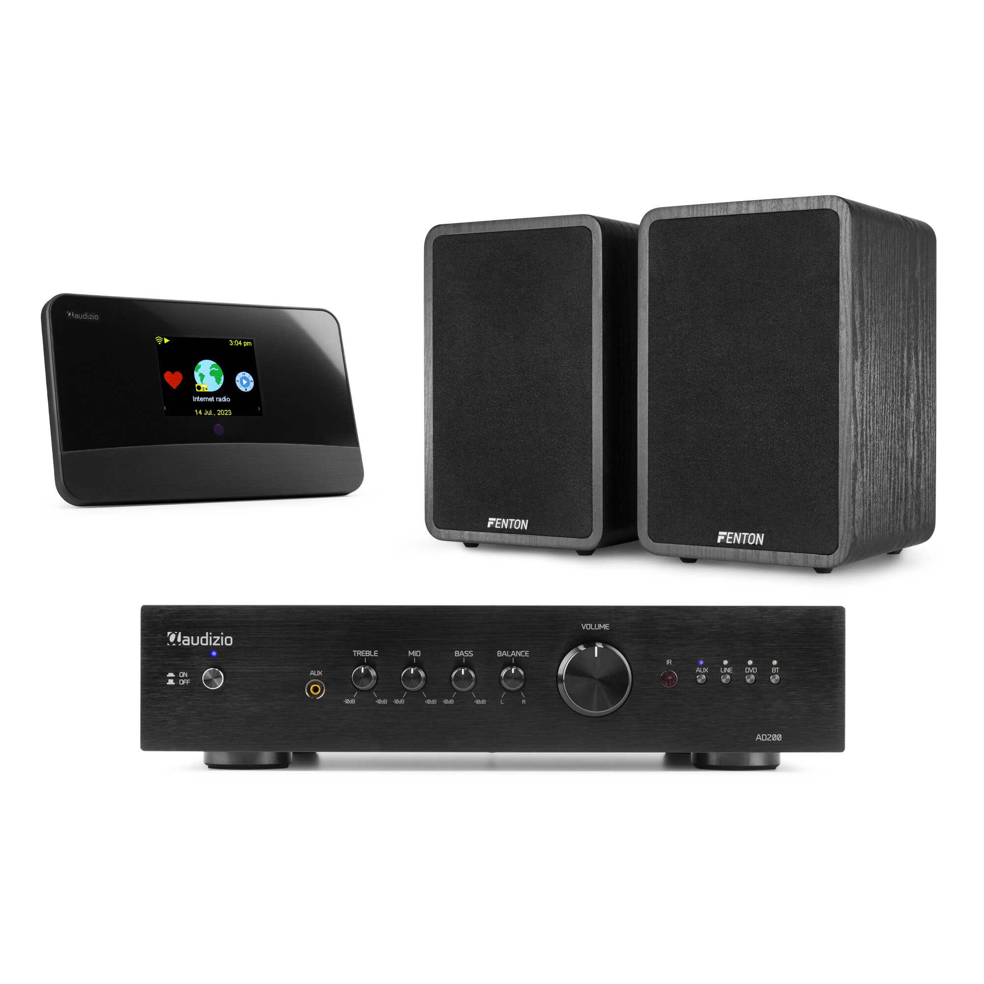 Fenton stereo set met tuner - HiFi set met 2 speakers - Met Bluetooth, DAB+, FM en internetradio