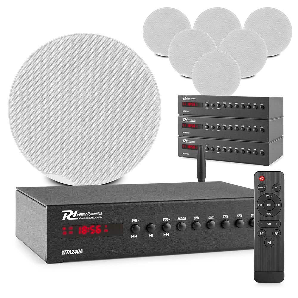 Power Dynamics multiroom 4-zone smart WiFi plafondspeaker systeem - Voor 4 kamers - Met Bluetooth