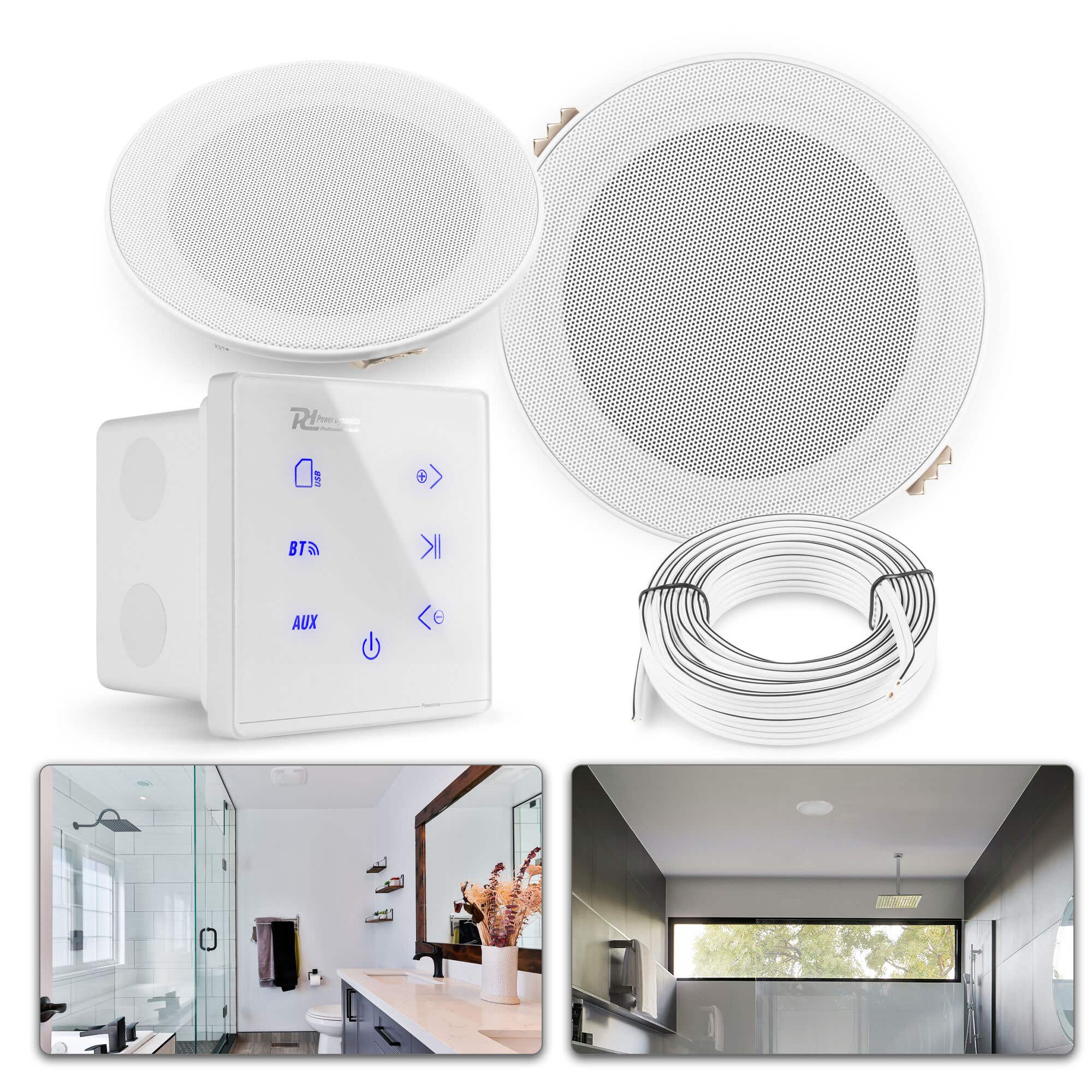 Power Dynamics A50 badkamerspeakerset - Bluetooth speaker voor badkamer - 5 Inch - 80W - Wit