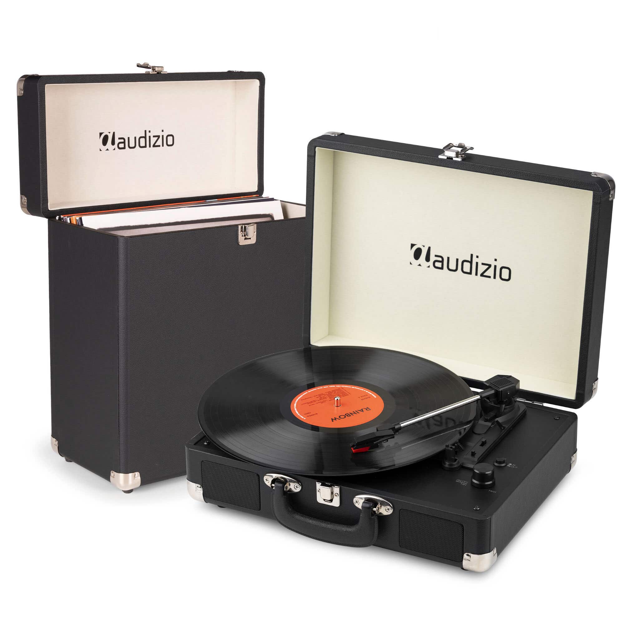 Audizio RP116BK platenspeler met platenkoffer - LP speler met speakers - Bluetooth in/out - Zwart