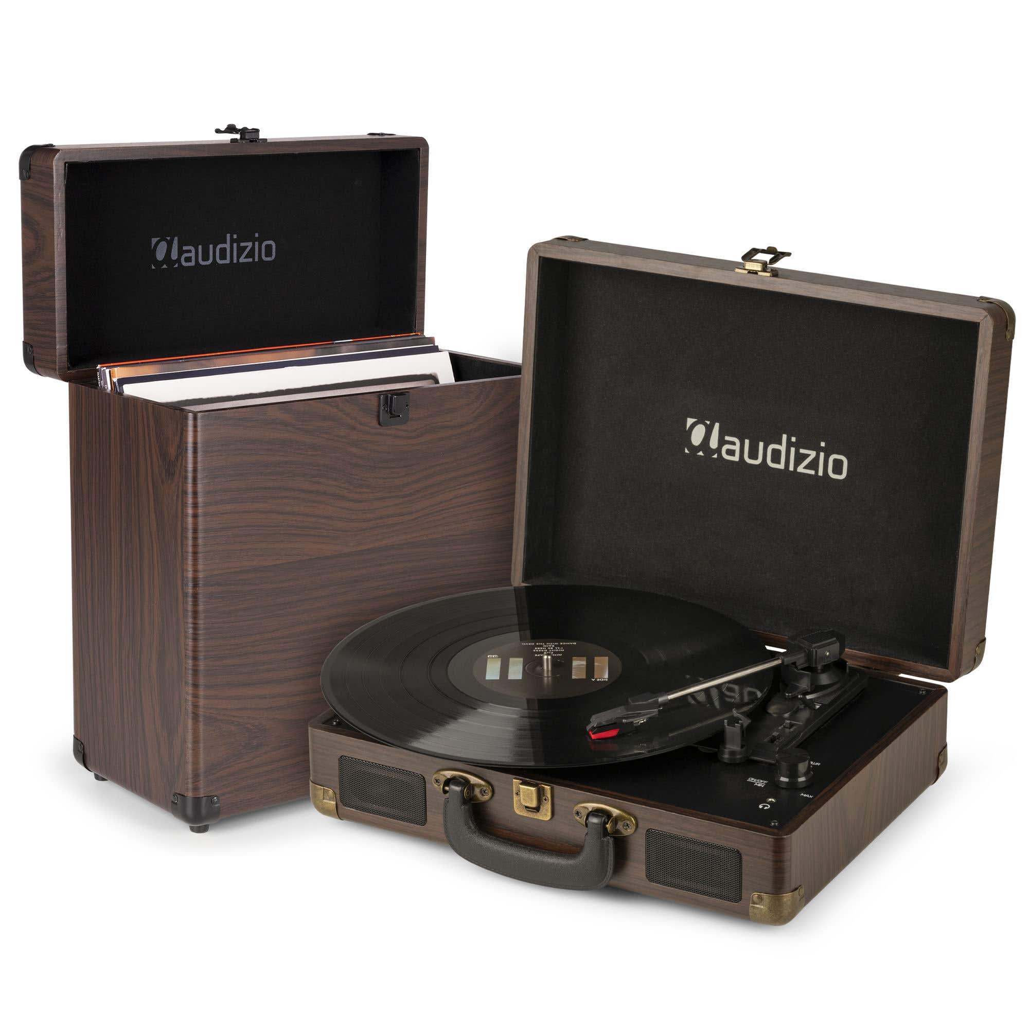Audizio RP114W platenspeler met platenkoffer - Platenspeler met boxen en PC software - Houtlook