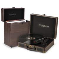 Audizio RP114W platenspeler met platenkoffer - Platenspeler met boxen en PC software - Houtlook