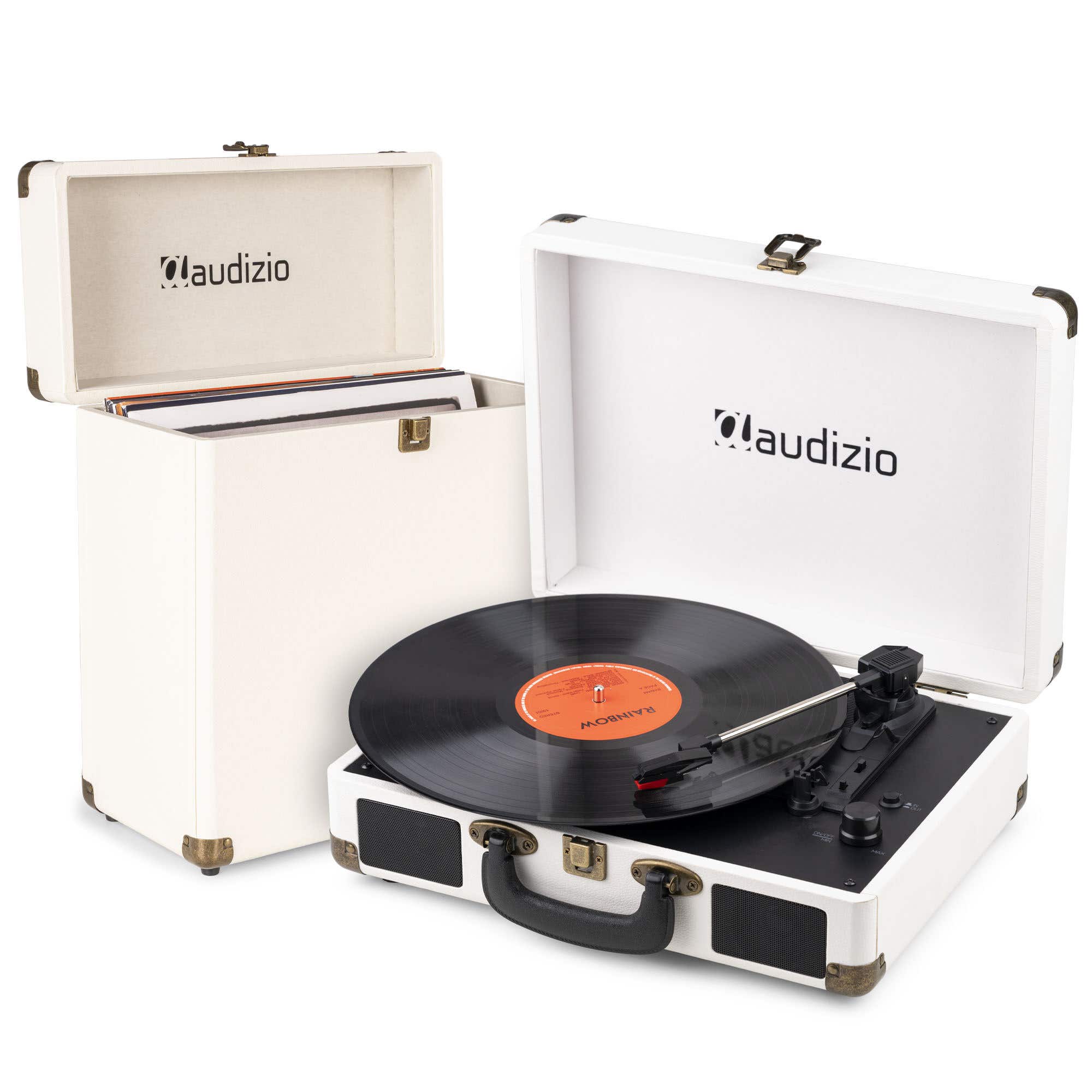 Audizio RP116CR platenspeler met platenkoffer - LP speler met speakers - Bluetooth in/out - Crème