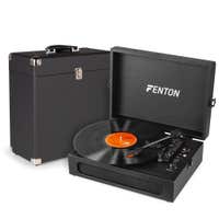 Fenton RP118B Retro platenspeler met platenkoffer - LP speler met speakers - Bluetooth in/out - Zwart
