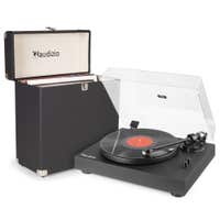 Audizio RP340 high-end platenspeler met Audio Technica naald en zwarte platenkoffer - Zwart
