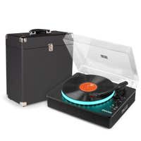 Fenton RP162LED platenspeler met platenkoffer - LP speler met speakers - Bluetooth in/out - LED-ring - Zwart
