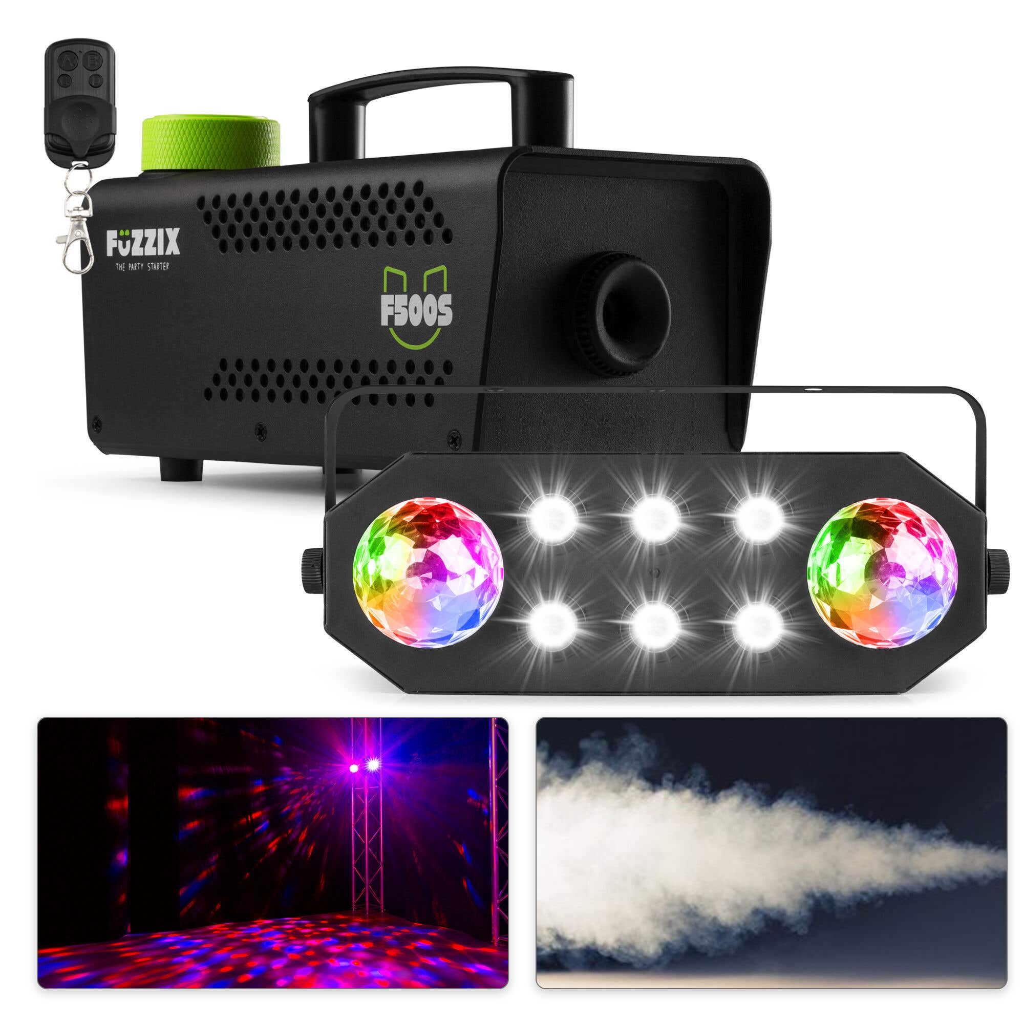 BeamZ Kinderdisco feestverlichting - Partyset met discolamp en rookmachine - Multicolor LED’s 