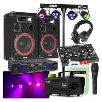 MAX Complete 700W DJ Disco set met geluidsboxen, lichteffecten en rookmachine met 2L vloeistof