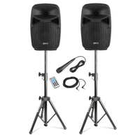 Vonyx PA system - Actieve DJ speakers met Bluetooth en standaards - Met microfoon - 8 Inch - 400W